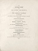 Edward Jenner's book on vaccination, title page