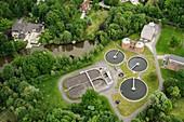 Water treatment facility, aerial photograph