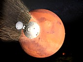 InSight spacecraft entering Mars' atmosphere, illustration