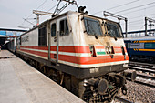 Indian Railway train in station, New Delhi, India
