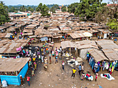 Overhead view of the market in Ganta, Liberia