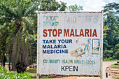 Stop Malaria sign, Ganta, Liberia