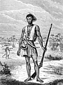 19th Century Dahomey soldier, illustration