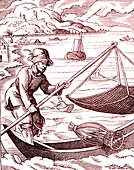 16th Century fisherman, illustration