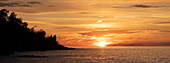 Sunset over Lake Superior shoreline