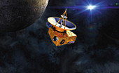 New Horizons spacecraft at Pluto, illustration