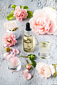 Natural cosmetics with rose