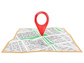 Location pin on city map, illustration