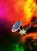 Communications satellite in space, illustration