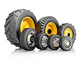 Various tyres, illustration