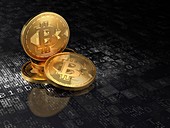 Golden bitcoin, illustration