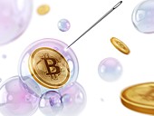 Bitcoin in a bubble, illustration