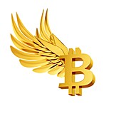 Bitcoin with wings, illustration