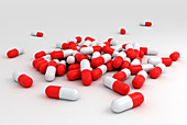 Pile of red pills, illustration