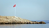 Turkish flag on coast