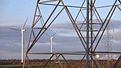 Electricity pylon and turbines