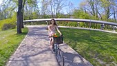 Woman riding bike
