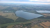 Fields and lakes, aerial footage