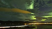 Night sky with aurora, timelapse