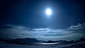 Arctic moon and clouds, timelapse