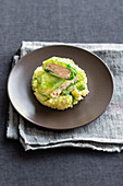 Cabbage roulade with char on mashed potatoes and Romanesco