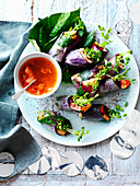 Grilled Salmon Rice Paper Rolls