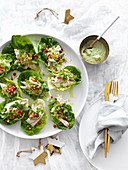 Poached Chicken Salad with Green Tahini Dressing