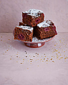 Chocolate brownies with cherries