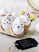 Easter eggs in egg box