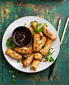 Vegan spring rolls with a vegetable filling