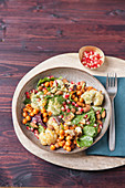 Cauliflower,chickpea and pomegranate salad