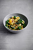 Orecchiette pasta with spinach and egg