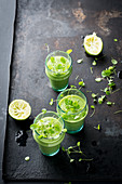 Green smoothies with avocado cress