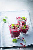 Beetroot smoothies with micro greens