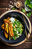 Spiced Indian Fish with Bean, Coconut and Pea Salad