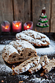 Two small Christmas stollen
