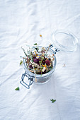 Herbal tea in a mason jar