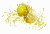Zitronen mit Saftsplash