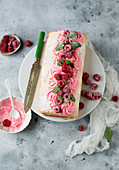 Swiss roll with yoghurt and raspberry filling