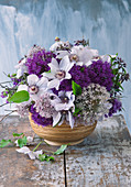 Bouquet of clematis and alliums