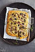 Pizza with anchovy fillets and olives