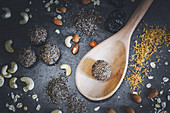 Energy balls with seeds, grains and dried plums