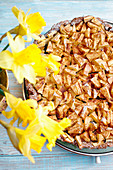 Apple cake and daffodils