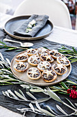 Mince pies on a festive table