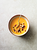 Sweet potato soup with croutons