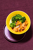 Indian vegetable curry with broccoli and lentils