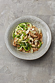 Pork with mushrooms, fennel and courgette noodles
