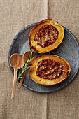 Butternut squash filled with minced meat