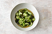 Japanese cucumber salad with wakame