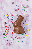 Chocolate Easter bunny with candies